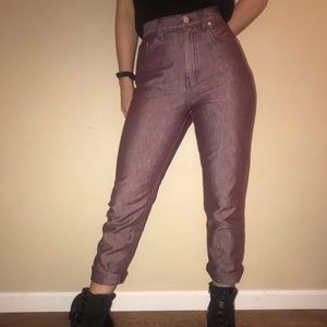 Maroon high waisted jeans